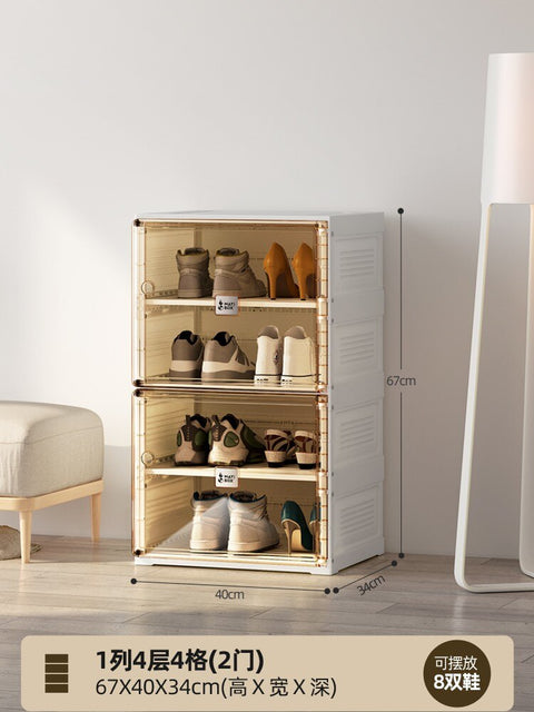 Free installation Transparent Shoes Shoe Cabinet Internet Celebrity Plastic Storage Folding Rack Short Boots AJ