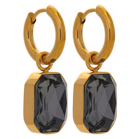 Stainless Steel Cubic Zirconia Drop Dangle Charms Trendy Earrings 18k-gold-plated Green Square Geometric Earring Jewelry