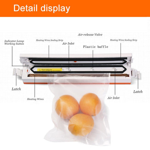 Electric Vacuum Sealer Packaging Machine For Home Kitchen Including 15pcs Food Saver Bags Commercial Vacuum Food Sealing