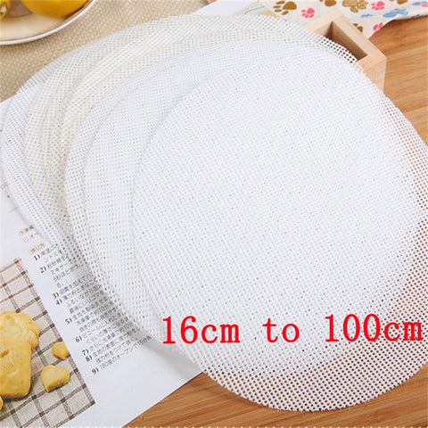 White Round Dumplings bamboo steamer Mat paper Silicone Non Stick Pads Buns Baking Pastry Dim Sum Mesh mat Cooking Accessories